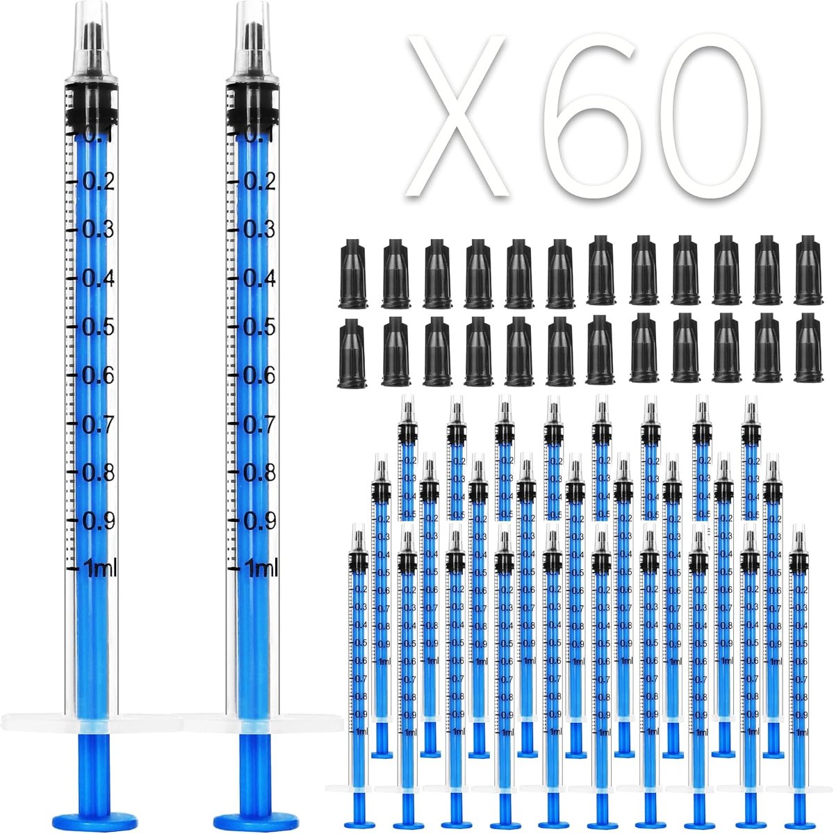 Foosi 1 mL Syringe With Cap, 60 Pack