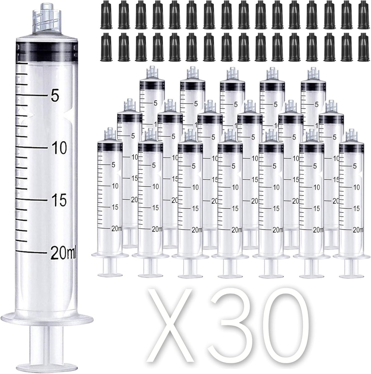 Foosi 20 mL Luer Lock Syringe, 30 Pack