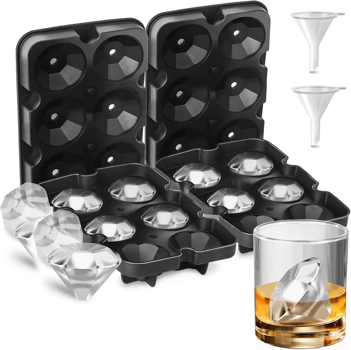Foosi Diamond Ice Cube Molds, 2 Pack