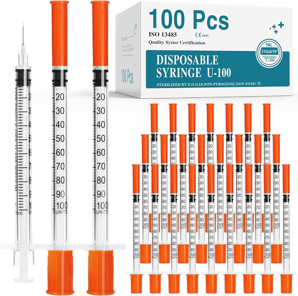 Foosi U-100 1 mL Syringe, 31G 5/16", 100 Pack